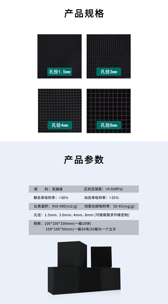 蜂窩活性炭產(chǎn)品規格參數